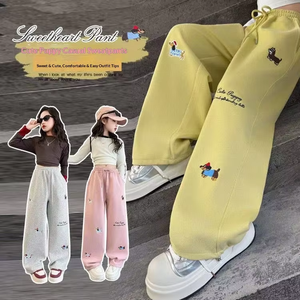 <span class=keywords><strong>Pantaloni</strong></span> Primaverili per Ragazze 2025, Nuovo Stile Trendy, Carini con Stampe Cartoon, Jogger a Gamba Larga per Bambine Più Grandi, Sportivi e Casual - Product Image 2