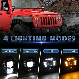 OVOVS Jeeps, faro delantero, <span class=keywords><strong>l</strong></span>ínea de corte, haz bajo, haz alto, faro redondo de 7 pulgadas para Jeep Wrangler <span class=keywords><strong>JK</strong></span> - Product Image 2