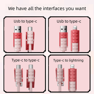 One <b>Cable</b> Four Uses 4 in 1 Building Block Style+USB/Type-C/ Multi Interface+PD+QC Fast Charging Data <b>Cable</b> for Multi devices - Product Image 5