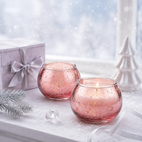 Vase à bougie chauffe-plat en verre mercure rose poudré de qualité supérieure, avec des paillettes dorées, pour un ambiance saisonnière, un mariage, un spa ou comme cadeau