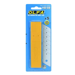 OLFA HB-5B 25mm Heavy-Duty Industrial Utility Knife Stainless Steel Blade For Efficient Cardboard Paper Cutting 5pcs Boxed Set