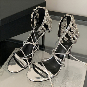 Nuevos Zapatos de Tacón Alto Stiletto Elegantes de Alta Gama Franceses 2025, Zapatos de Cristal para Mujer con Punta Abierta y Suela de TPU - Product Image 5