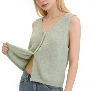 Factory Direct Women's Sleeveless Knit Cardigan Vest V Neck Casual Lightweight Breathable Soft Summer Knitwear For Women