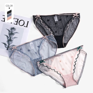 Factory Custom Girls Breathable Mesh See Through <strong>Underwear</strong> Japan Ladies Panties Transparent Mid <strong>Waist</strong> Lace Panties for Women - Product Image 1