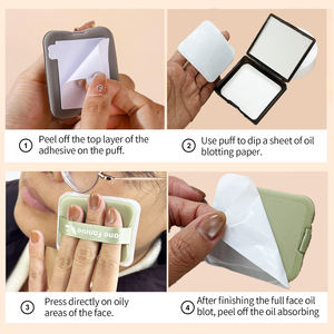 Feuilles de buvardage d'huile-Feuilles absorbantes d'huile pour le visage Film de contrôle d'huile naturelle pour peau <span class=keywords><strong>grasse</strong></span> avec miroir et bouffée - Product Image 3
