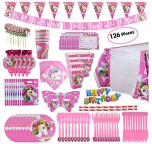 Custom 9 16 Suits <strong>Unicorn</strong> Theme Birthday <strong>Party</strong> Decorations <strong>Supplies</strong> One-Off Cutlery Set Cake Paper Plate Cup - Product Image 3