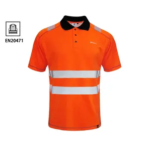 Hivis men knitted polo short sleeve fluorescence reflective safety clothing t shirt