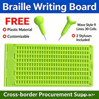 Tableau d'écriture braille en plastique, style ondulé, 9 lignes, 30 cellules, personnalisable, avec 2 stylets pour l'éducation