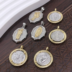 Accesorios para Hacer Collares y Pulseras con Colgante de Cobre Bicolor con Microincrustaciones de Oro de 18K de la Virgen María Religiosa - Product Image 1