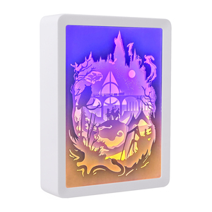Lampe LED 3D en forme de château magique, boîte à lumière en papier découpé à 7 couches pour les fans de sorcellerie, décoration de chambre à coucher - Product Image 1