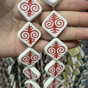 Nouvelles perles en céramique style ethnique kazakh Wenxs, motif Arbre de Vie, pour bracelet et collier DIY - Product Image 3
