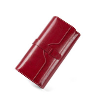 Dompet Kulit Asli Anti Maling RFID Lipat Tiga Multifungsi Kapasitas Besar Vintage Unisex Grosir