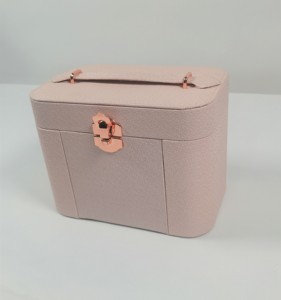 Estuche de Maquillaje de Lujo con Logotipo Personalizado, Espejo, Cuero Sintético Rosa, Organizador Multifuncional, Estuche Rígido - Product Image 5