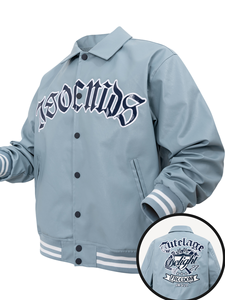 Blousons d'hiver unisexes personnalisés OEM, style streetwear, broderie, polyester/coton, col montant, logo frontal, boutons, veste de motard - Product Image 3