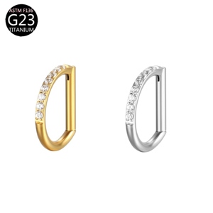 จิวเจาะจมูกไทเทเนียม G23 ประดับเพชรซิคอน รูปทรงตัว D สำหรับผู้หญิง เครื่องประดับเจาะร่างกาย ต่างหูแฟชั่น - Product Image 3