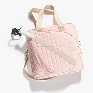 Luxury Puffy Sports Tennis Tote Handbag Paddle Tennis Racket Shoulder Bag For Women With Front Pocket Quilted Tennis Bag