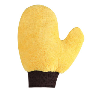 Gant de nettoyage de voiture en microfibre double face jaune et gris pour le detailing automobile et l'usage domestique - Product Image 1