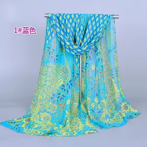 Pañuelos de seda de chifón para mujeres, chal Hijab de estilo musulmán de la India, nuevo diseño