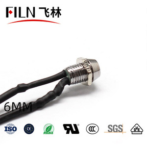 6Mm Không Thấm Nước IP67 LED Kim Loại Cảnh Báo Chỉ Số Ánh Sáng Đèn Tín Hiệu Thí điểm + Dây 3V 5V 6V 12V 24V 110V 220V Màu Đỏ Vàng Màu Xanh - Product Image 2