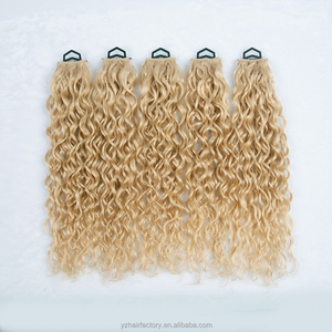 ผมลอนสีบลอนด์ขาวแบบเวฟ  ชนิด Genius Weft  แบบ Double Drawn ผมรัสเซีย  แบบ Hole Weft  แบบ Butterfly Weft  แบบ Curly Weft  แบบ Invisible Extensions - Product Image 6