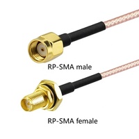Cable RF RG316 con conector RP-SMA macho recto a conector RP-SMA hembra con junta tórica impermeable, cable flexible de 10 cm de longitud