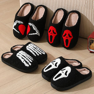 Zapatillas de hombre para mujer, bonitas pantuflas de felpa de dibujos animados, piel cálida y esponjosa, pantuflas de calavera fantasma de <span class=keywords><strong>calabaza</strong></span> de Halloween, zapatos de invierno para casa interior - Product Image 5