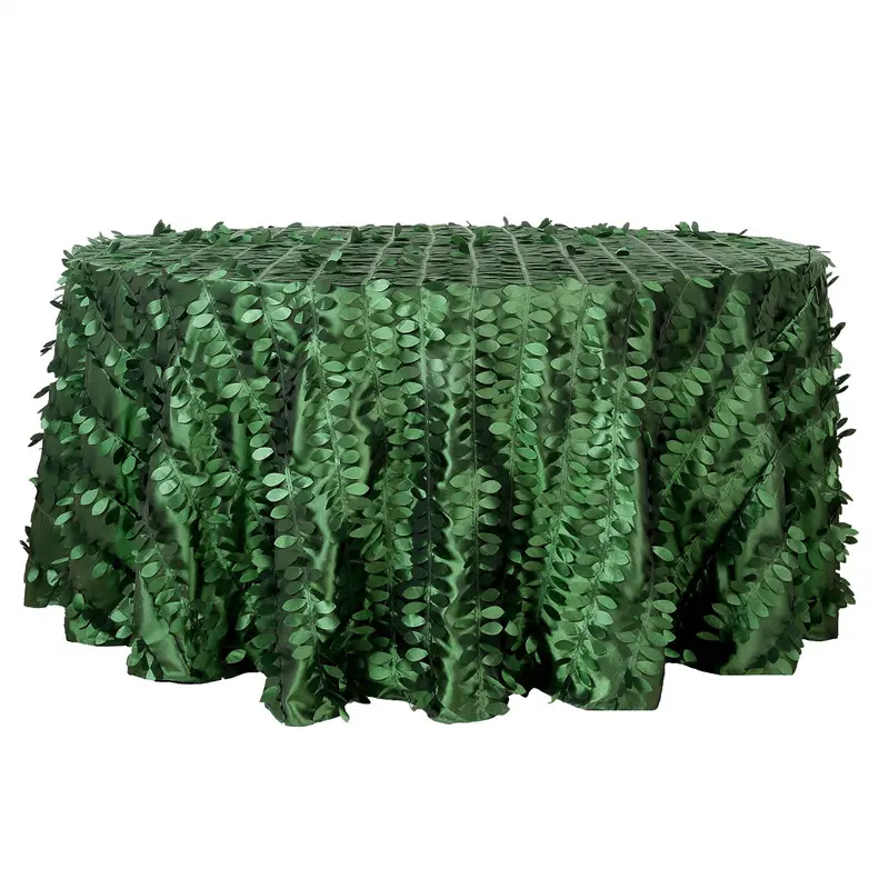 Sıcak satış 132 inç özel masa örtüsü otel düğün ziyafet dekorasyon yuvarlak koyu yeşil masa örtüsü