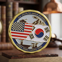 Aimant de réfrigérateur personnalisé en alliage de zinc émaillé avec motif drapeau des États-Unis et de Corée du Sud, logo personnalisé pour la décoration