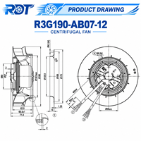 Ventilateur centrifuge EC R3G190-AB07-12 230V 190mm à pales courbées vers l'arrière, haute vitesse, pour refroidissement d'armoires de contrôle à onduleur, pièce de rechange