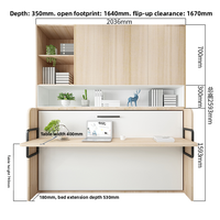 Lit mural Murphy moderne et réglable en métal pour bureau et chambre d'amis, idéal pour les petits espaces