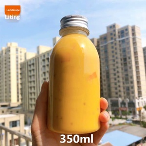 Bouteille de boisson en PET épaissi de 350 ml avec col en aluminium et couvercle fileté pour les chaînes de magasins, idéale pour le thé au lait, le yaourt, le jus, les boissons à base de <span class=keywords><strong>mannan</strong></span> de branches de peuplier - Product Image 2