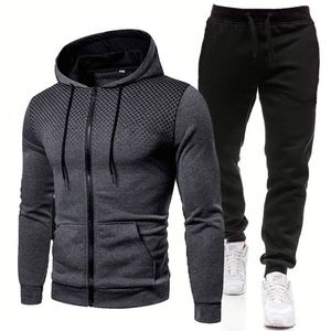 Vêtements pour hommes Ensembles pour hommes Ensemble de sweat à capuche imprimé Sweat <span class=keywords><strong>polaire</strong></span> à fermeture éclair Pantalon de sport décontracté Survêtements pour hommes - Product Image 3