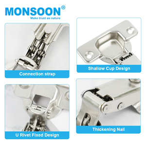 Gió mùa phần cứng bản lề 35mm cup trượt trên hai cách 4 lỗ giấu Hing thủy lực đồ nội thất phần cứng tủ bếp cửa bản lề - Product Image 2