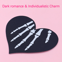 Nouveau jetable crâne coeur mamelon couvre femmes Unique Style gothique poitrine Pasties pour Halloween fête discothèque porter