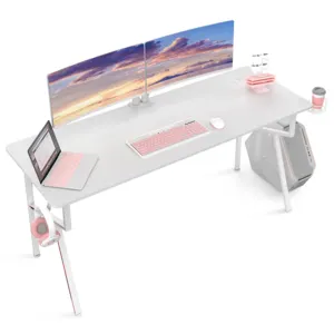 Стол компьютерный белый, 63 дюйма, для дома и офиса, к-образный игровой компьютерный стол для геймеров, рабочий учебный стол с кабельным управлением, коврик для мыши