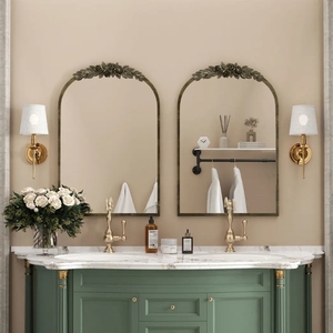 Hot Selling Home Decor Antiqued Grand Large Floor Vintage Baroque Brass Fireplace <strong>Mirror</strong> Decor <strong>Victorian</strong> Wall Luxury Arch <strong>Mirror</strong> - Product Image 4