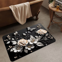 Modern Large Floral Kitchen Mat 40x60cm Absorbent Floor Rug Anti-Fatigue Rubber Bathroom Carpet for Home & Hotel Decor
