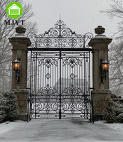 Foshan porte entreprise porte conception supérieure luxe wroug or fer porte Villa manoir château extérieur entrée mode portes électriques