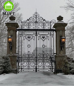 Foshan porte entreprise porte conception supérieure luxe wroug or fer porte Villa manoir <span class=keywords><strong>château</strong></span> extérieur entrée mode portes électriques - Product Image 3