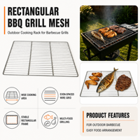 Grille de cuisson rectangulaire en acier inoxydable robuste pour barbecue, grille de remplacement en fil métallique pour barbecue au charbon de bois ou au gaz