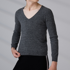 Suéter de cuello en V de punto personalizado de alta calidad para adolescentes y hombres, suéteres de cachemira 100% para otoño. - Product Image 6