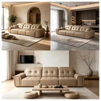 Canapé d'angle électrique 3 places en cuir véritable de luxe, moderne, OEM, pour hôtel, appartement, villa, maison