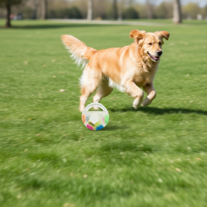 Etkileşimli Ses Çıkaran Köpek Futbol Topu Oyuncağı, Saplı Dayanıklı Lateks Evcil Hayvan Oyuncağı, Köpekler için Çiğneme Eğitimi ve Açık Hava Oyunları için - Product Image 1