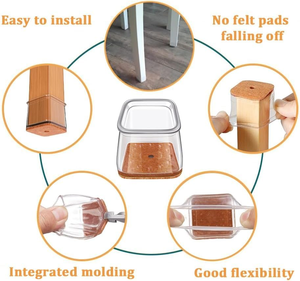 Protections de pieds de chaise carrées transparentes en silicone élastique avec housse de protection pour meubles - Product Image 5