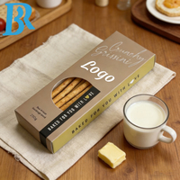 Emballage personnalisé pliable pour biscuits, grissini, bretzels, bâtonnets de pain, boîte en papier pour pain artisanal au levain avec fenêtre, boîtes cadeaux pour biscuits