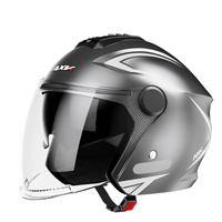 Casque demi-face à double visière résistant aux UV pour scooter électrique et moto, unisexe, toutes saisons