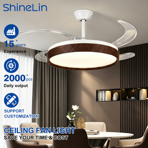 Ventilatore da Soffitto a <span class=keywords><strong>LED</strong></span> Retrattile Invisibile con Telecomando, 42 Pollici, 4 Pale in ABS, per Arredamento Interno del Soggiorno, Prezzo Competitivo - Product Image 1