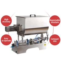 50-1000ml prix usine pneumatique U forme eau beurre d'arachide sauce chili confiture huile d'olive pâte Machine de remplissage avec réservoir de mélange
