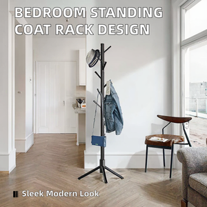 Wholesale Bamboo Wooden Tree Coat Rack Hangers Floor <b>Standing</b> Design Bedroom Simple Fashion Clothes Rack for Home Furniture - Product Image 2