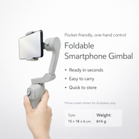 Stabilisateur de téléphone portable 3 axes portable, rotation à 360 degrés, stabilisateur de smartphone pliable avec module d'éclairage intégré